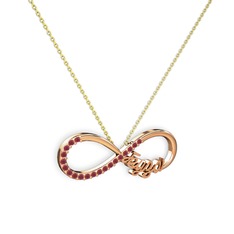 Kök yakut 14 ayar rose altın kolye (40 cm altın rolo zincir)