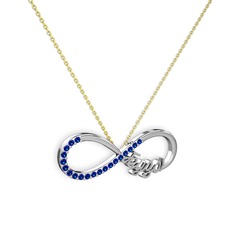 İsimli Sonsuzluk kolye - Lab safir 8 ayar beyaz altın kolye (40 cm altın rolo zincir) #bh6x78