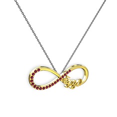 İsimli Sonsuzluk kolye - Rodolit garnet 8 ayar altın kolye (40 cm gümüş rolo zincir) #fl4hg3