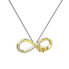 Swarovski 925 ayar altın kaplama gümüş kolye (40 cm gümüş rolo zincir)