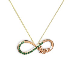 İsimli Sonsuzluk kolye - Yeşil kuvars 8 ayar rose altın kolye (40 cm altın rolo zincir) #jm4xcs
