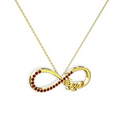 İsimli Sonsuzluk kolye - Garnet 925 ayar altın kaplama gümüş kolye (40 cm altın rolo zincir) #ksaywo