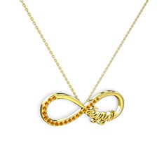 İsimli Sonsuzluk kolye - Sitrin 14 ayar altın kolye (40 cm altın rolo zincir) #qt9uo8