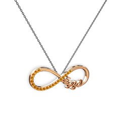 İsimli Sonsuzluk kolye - Sitrin 14 ayar rose altın kolye (40 cm gümüş rolo zincir) #rcsfuj