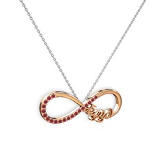 Kök yakut 8 ayar rose altın kolye (40 cm beyaz altın rolo zincir)