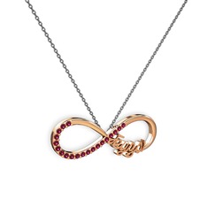 İsimli Sonsuzluk kolye - Rodolit garnet 14 ayar rose altın kolye (40 cm gümüş rolo zincir) #ypjwli