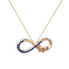 İsimli Sonsuzluk kolye - Lab safir 18 ayar rose altın kolye (40 cm altın rolo zincir) #yuava5
