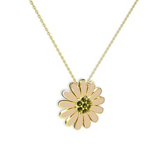 Papatya Kolye - Peridot 925 ayar altın kaplama gümüş kolye (Ekru mineli, 40 cm altın rolo zincir) #118mk2l