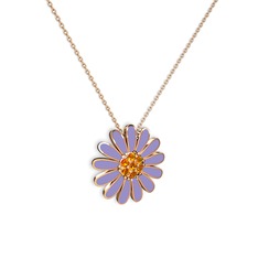 Papatya Kolye - Sitrin 925 ayar rose altın kaplama gümüş kolye (Menekşe mineli, 40 cm rose altın rolo zincir) #11mb9h0