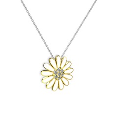 Papatya Kolye - Swarovski 8 ayar altın kolye (Beyaz mineli, 40 cm beyaz altın rolo zincir) #148rdq1