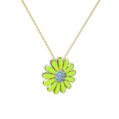 Akuamarin 925 ayar rose altın kaplama gümüş kolye (Neon yeşil mineli, 40 cm altın rolo zincir)