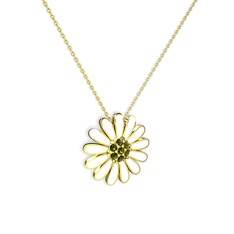 Papatya Kolye - Peridot 14 ayar altın kolye (Beyaz mineli, 40 cm altın rolo zincir) #16lu7fu