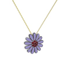 Papatya Kolye - Garnet 925 ayar siyah rodyum kaplama gümüş kolye (Menekşe mineli, 40 cm altın rolo zincir) #17ev9gg