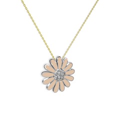Swarovski 925 ayar gümüş kolye (Ekru mineli, 40 cm altın rolo zincir)