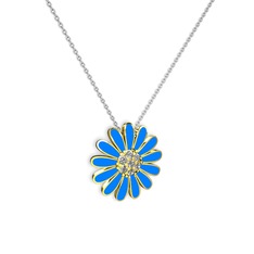 Papatya Kolye - Swarovski 925 ayar altın kaplama gümüş kolye (Mavi mineli, 40 cm beyaz altın rolo zincir) #1appy2q
