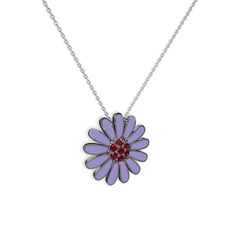 Garnet 925 ayar siyah rodyum kaplama gümüş kolye (Menekşe mineli, 40 cm beyaz altın rolo zincir)