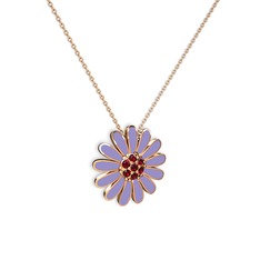 Papatya Kolye - Garnet 925 ayar rose altın kaplama gümüş kolye (Menekşe mineli, 40 cm rose altın rolo zincir) #1bv39cx