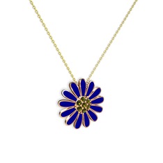 Papatya Kolye - Peridot 18 ayar rose altın kolye (Lacivert mineli, 40 cm gümüş rolo zincir) #1dfm44t