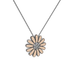 Swarovski 925 ayar siyah rodyum kaplama gümüş kolye (Ekru mineli, 40 cm gümüş rolo zincir)