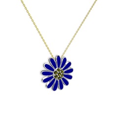Papatya Kolye - Peridot 925 ayar gümüş kolye (Lacivert mineli, 40 cm altın rolo zincir) #1emwabg