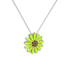 Papatya Kolye - Peridot 925 ayar rose altın kaplama gümüş kolye (Neon yeşil mineli, 40 cm gümüş rolo zincir) #1i2c62c