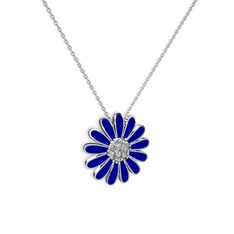 Papatya Kolye - Swarovski 925 ayar gümüş kolye (Lacivert mineli, 40 cm gümüş rolo zincir) #1ij094v