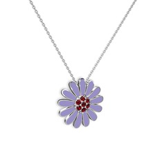 Garnet 18 ayar beyaz altın kolye (Menekşe mineli, 40 cm beyaz altın rolo zincir)