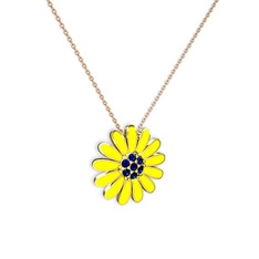 Papatya Kolye - Lab safir 8 ayar altın kolye (Sarı mineli, 40 cm rose altın rolo zincir) #1j0f5oy