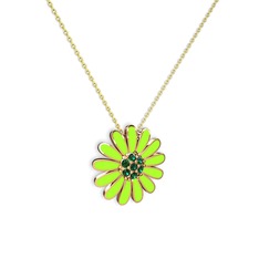 Papatya Kolye - Yeşil kuvars 18 ayar rose altın kolye (Neon yeşil mineli, 40 cm altın rolo zincir) #1kn32yb