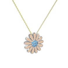 Papatya Kolye - Akuamarin 925 ayar gümüş kolye (Ekru mineli, 40 cm altın rolo zincir) #1kspvi2