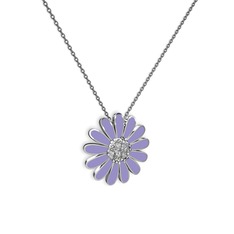 Papatya Kolye - Swarovski 8 ayar beyaz altın kolye (Menekşe mineli, 40 cm gümüş rolo zincir) #1mwudzf