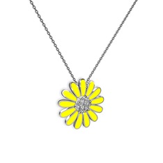 Papatya Kolye - Swarovski 925 ayar gümüş kolye (Sarı mineli, 40 cm gümüş rolo zincir) #1nmn2td