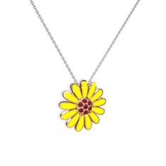 Papatya Kolye - Kök yakut 8 ayar rose altın kolye (Sarı mineli, 40 cm gümüş rolo zincir) #1nt7lt2