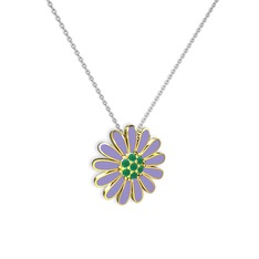 Papatya Kolye - Kök zümrüt 14 ayar altın kolye (Menekşe mineli, 40 cm beyaz altın rolo zincir) #1pd1715