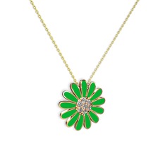Swarovski 8 ayar rose altın kolye (Yeşil mineli, 40 cm altın rolo zincir)