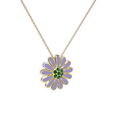 Papatya Kolye - Yeşil kuvars 8 ayar altın kolye (Menekşe mineli, 40 cm rose altın rolo zincir) #1s64w35