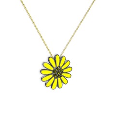 Papatya Kolye - Peridot 925 ayar siyah rodyum kaplama gümüş kolye (Sarı mineli, 40 cm altın rolo zincir) #1tcd1wl