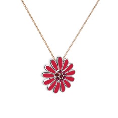 Rodolit garnet 18 ayar beyaz altın kolye (Kırmızı mineli, 40 cm rose altın rolo zincir)