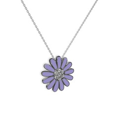 Papatya Kolye - Swarovski 925 ayar siyah rodyum kaplama gümüş kolye (Menekşe mineli, 40 cm beyaz altın rolo zincir) #1updbho