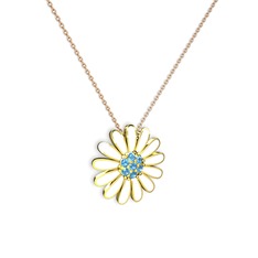 Papatya Kolye - Akuamarin 14 ayar altın kolye (Beyaz mineli, 40 cm rose altın rolo zincir) #1uriy93