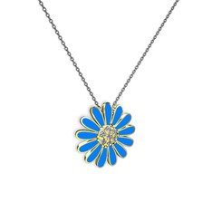 Papatya Kolye - Swarovski 18 ayar altın kolye (Mavi mineli, 40 cm gümüş rolo zincir) #1wynh8u