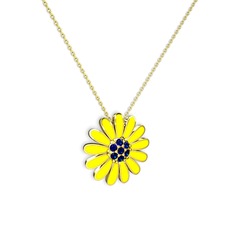 Lab safir 8 ayar altın kolye (Sarı mineli, 40 cm altın rolo zincir)
