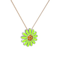 Papatya Kolye - Sitrin 925 ayar gümüş kolye (Neon yeşil mineli, 40 cm rose altın rolo zincir) #1xkbd7q