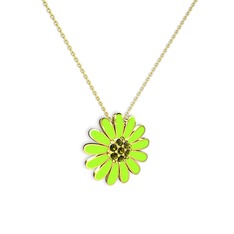 Papatya Kolye - Peridot 14 ayar altın kolye (Neon yeşil mineli, 40 cm altın rolo zincir) #2ubrac