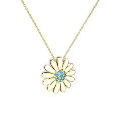 Papatya Kolye - Akuamarin 18 ayar altın kolye (Beyaz mineli, 40 cm altın rolo zincir) #35nt5