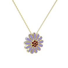Garnet 18 ayar altın kolye (Menekşe mineli, 40 cm altın rolo zincir)