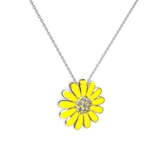 Swarovski 14 ayar altın kolye (Sarı mineli, 40 cm beyaz altın rolo zincir)