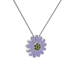 Papatya Kolye - Peridot 925 ayar gümüş kolye (Menekşe mineli, 40 cm gümüş rolo zincir) #6b81zb