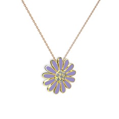 Papatya Kolye - Swarovski 925 ayar altın kaplama gümüş kolye (Menekşe mineli, 40 cm rose altın rolo zincir) #7m5oqv