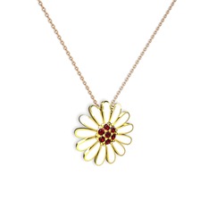 Garnet 14 ayar altın kolye (Beyaz mineli, 40 cm gümüş rolo zincir)